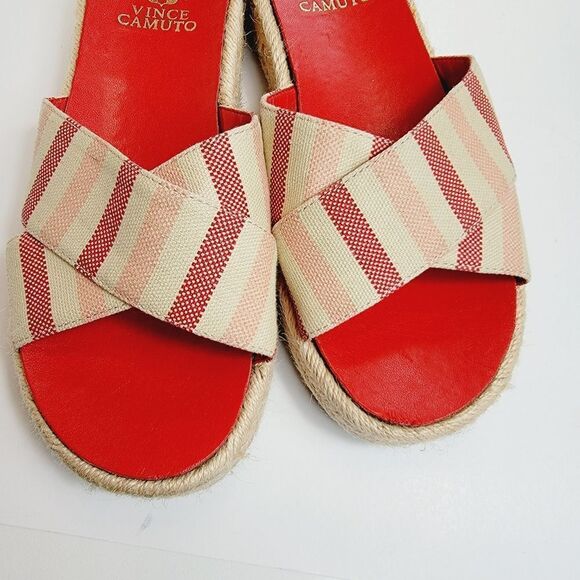Vince Camuto Carran Linen Stripe Platform Sandal Size 7.5 - Picture 4 of 11
